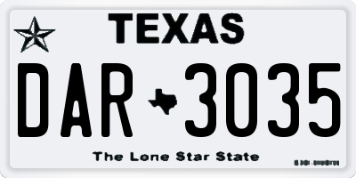 TX license plate DAR3035