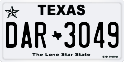 TX license plate DAR3049