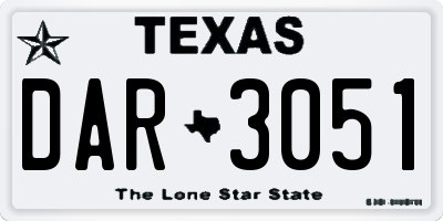 TX license plate DAR3051