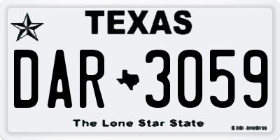 TX license plate DAR3059