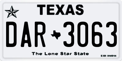 TX license plate DAR3063