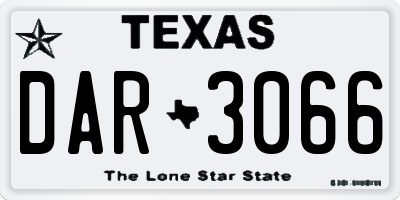 TX license plate DAR3066