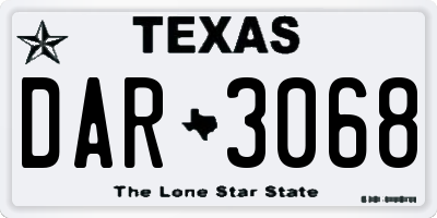 TX license plate DAR3068