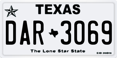 TX license plate DAR3069
