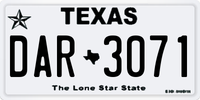 TX license plate DAR3071
