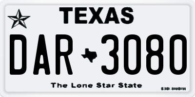 TX license plate DAR3080