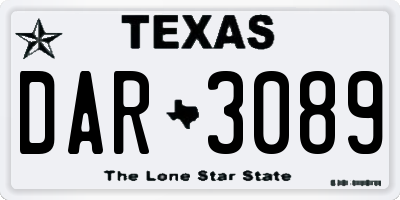 TX license plate DAR3089