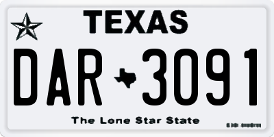 TX license plate DAR3091