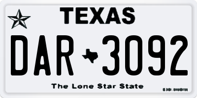 TX license plate DAR3092