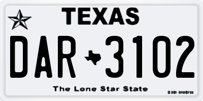 TX license plate DAR3102