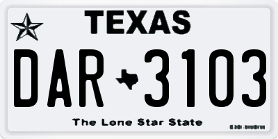 TX license plate DAR3103