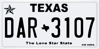 TX license plate DAR3107