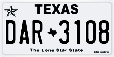 TX license plate DAR3108