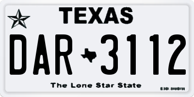 TX license plate DAR3112