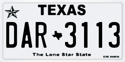 TX license plate DAR3113
