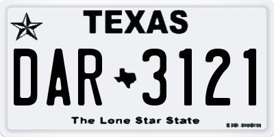 TX license plate DAR3121