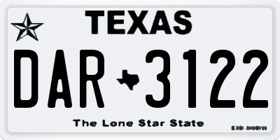 TX license plate DAR3122