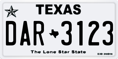 TX license plate DAR3123