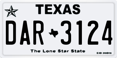 TX license plate DAR3124