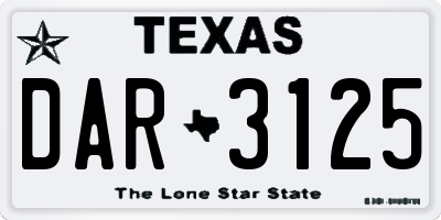TX license plate DAR3125