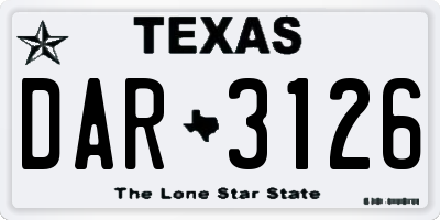 TX license plate DAR3126