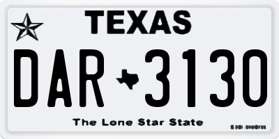 TX license plate DAR3130