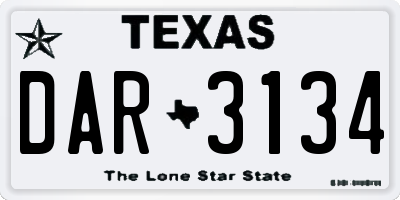 TX license plate DAR3134