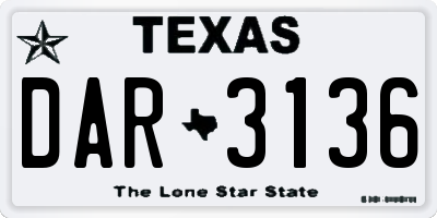TX license plate DAR3136