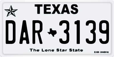 TX license plate DAR3139