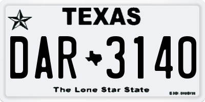 TX license plate DAR3140