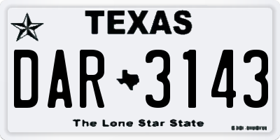 TX license plate DAR3143