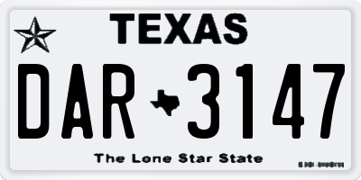 TX license plate DAR3147