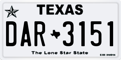 TX license plate DAR3151