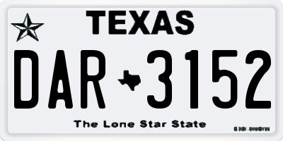 TX license plate DAR3152