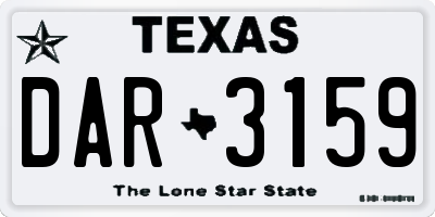 TX license plate DAR3159