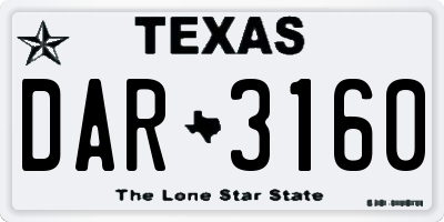 TX license plate DAR3160