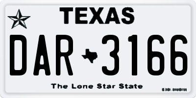 TX license plate DAR3166