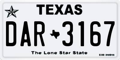 TX license plate DAR3167