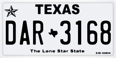 TX license plate DAR3168