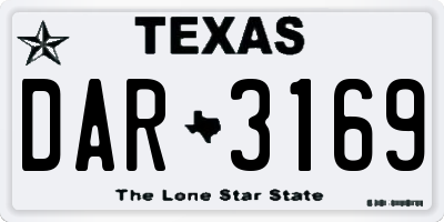 TX license plate DAR3169