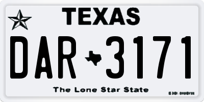 TX license plate DAR3171