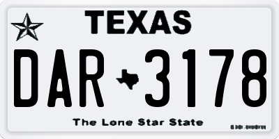 TX license plate DAR3178