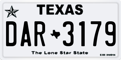 TX license plate DAR3179