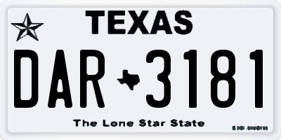 TX license plate DAR3181