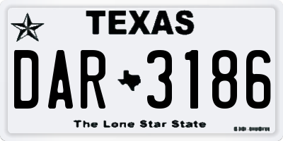 TX license plate DAR3186