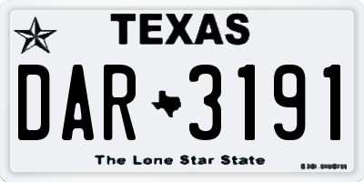 TX license plate DAR3191
