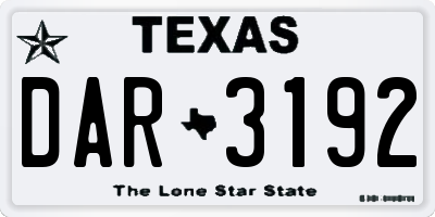 TX license plate DAR3192
