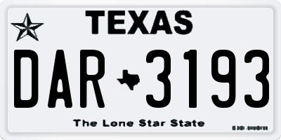 TX license plate DAR3193