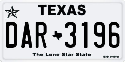 TX license plate DAR3196