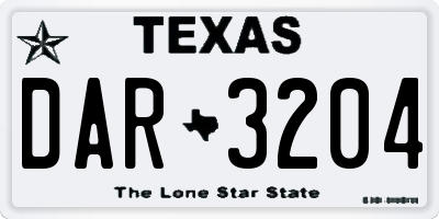 TX license plate DAR3204